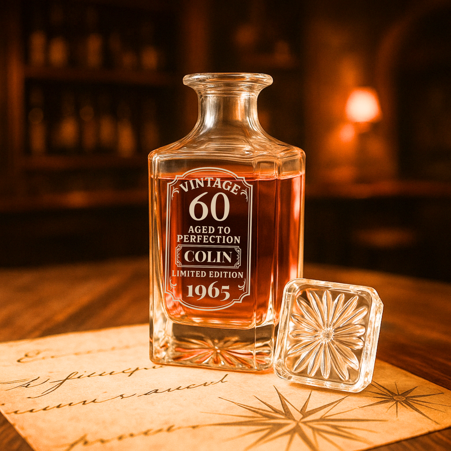 Personalized 60th Birthday Decanter – Vintage Aged to Perfection Gift