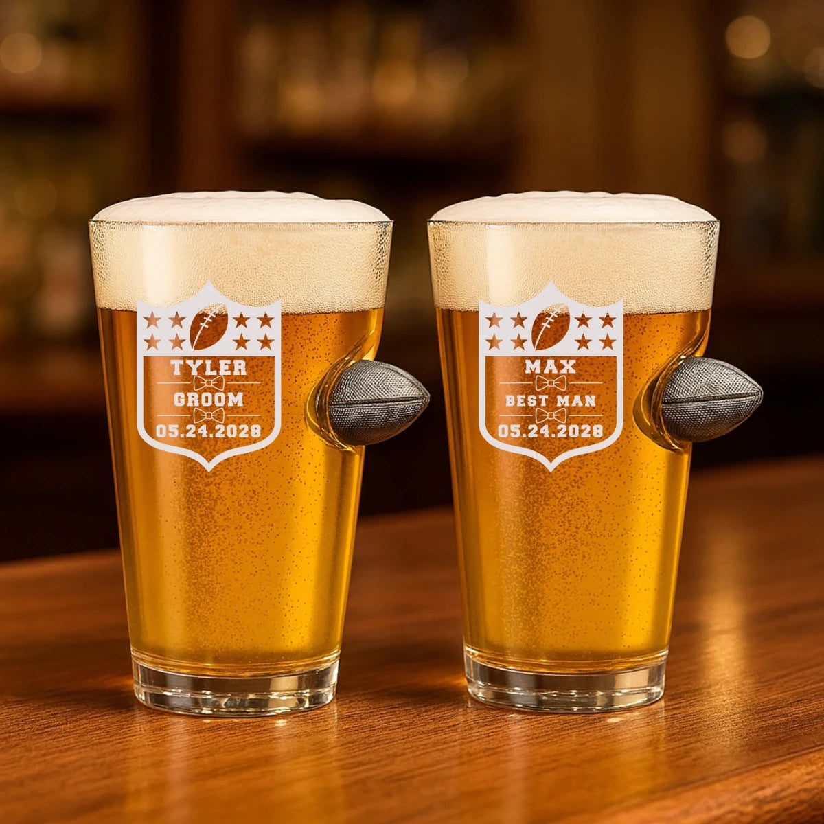 Groomsmen Football Draft Pint Glass - Football - GroomsDay