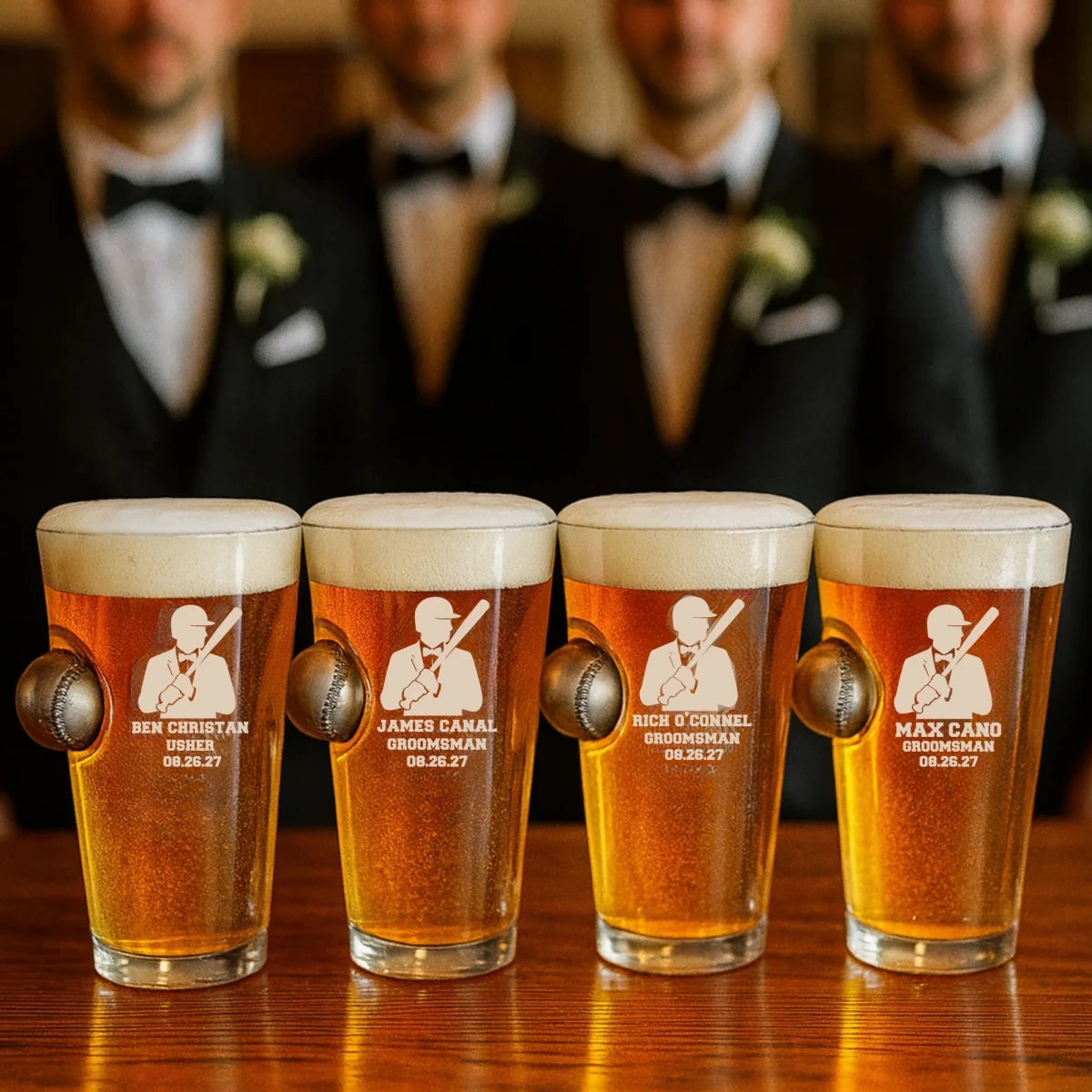 Home Run Groomsmen Pint - Drinking Glass - GroomsDay