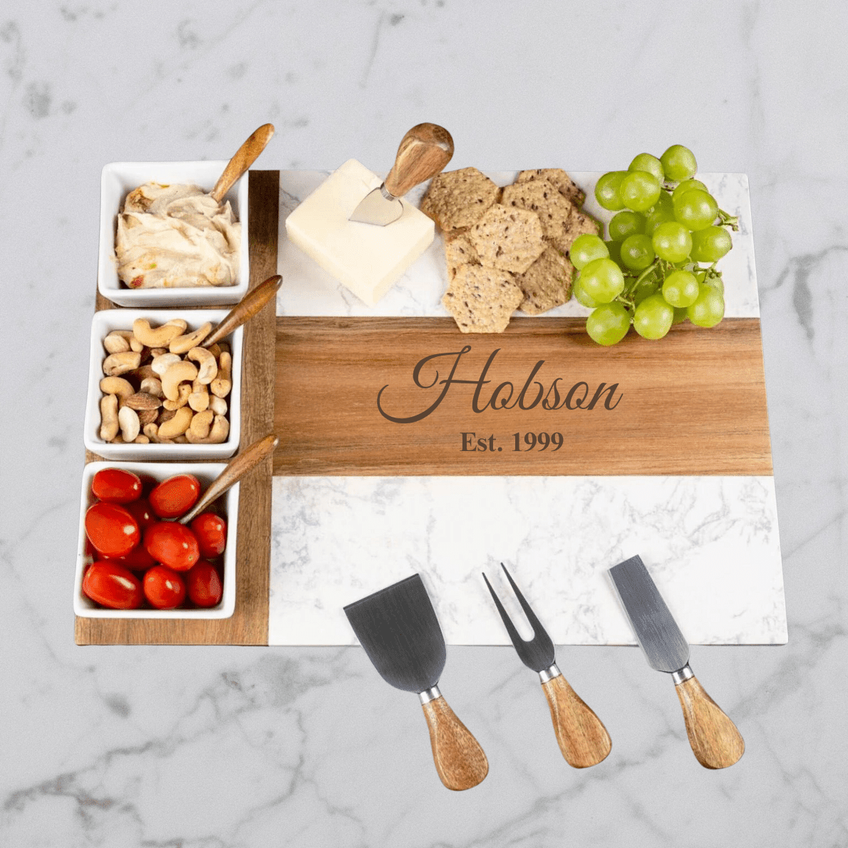 Personalized Marble Serving Board - GroomsDay