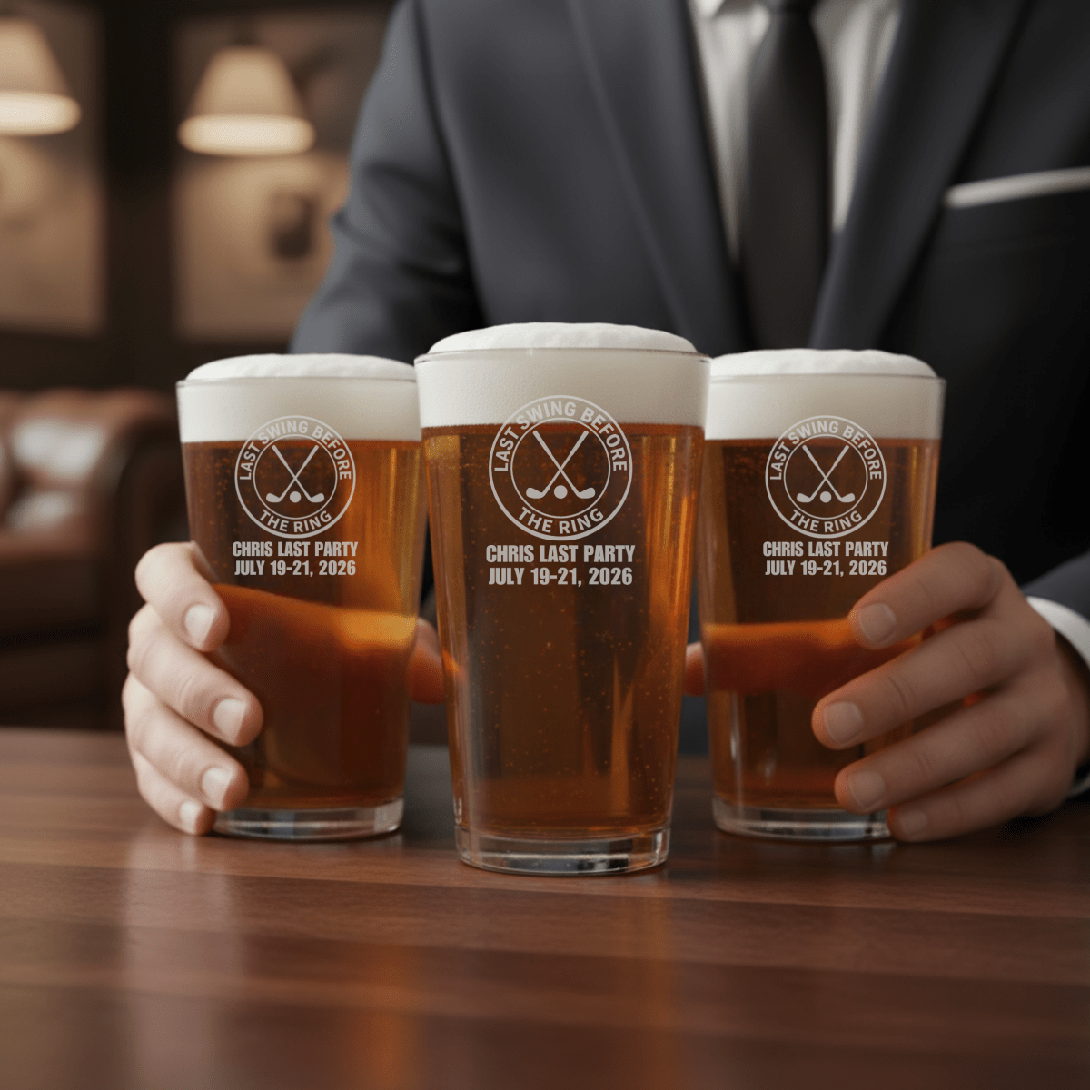 Last Swing Bachelor Pint Glass - Golf - GroomsDay