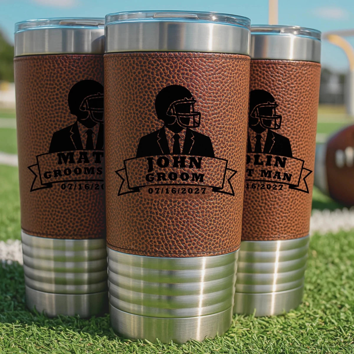 Grooms Crew Football Tumbler - Football - GroomsDay