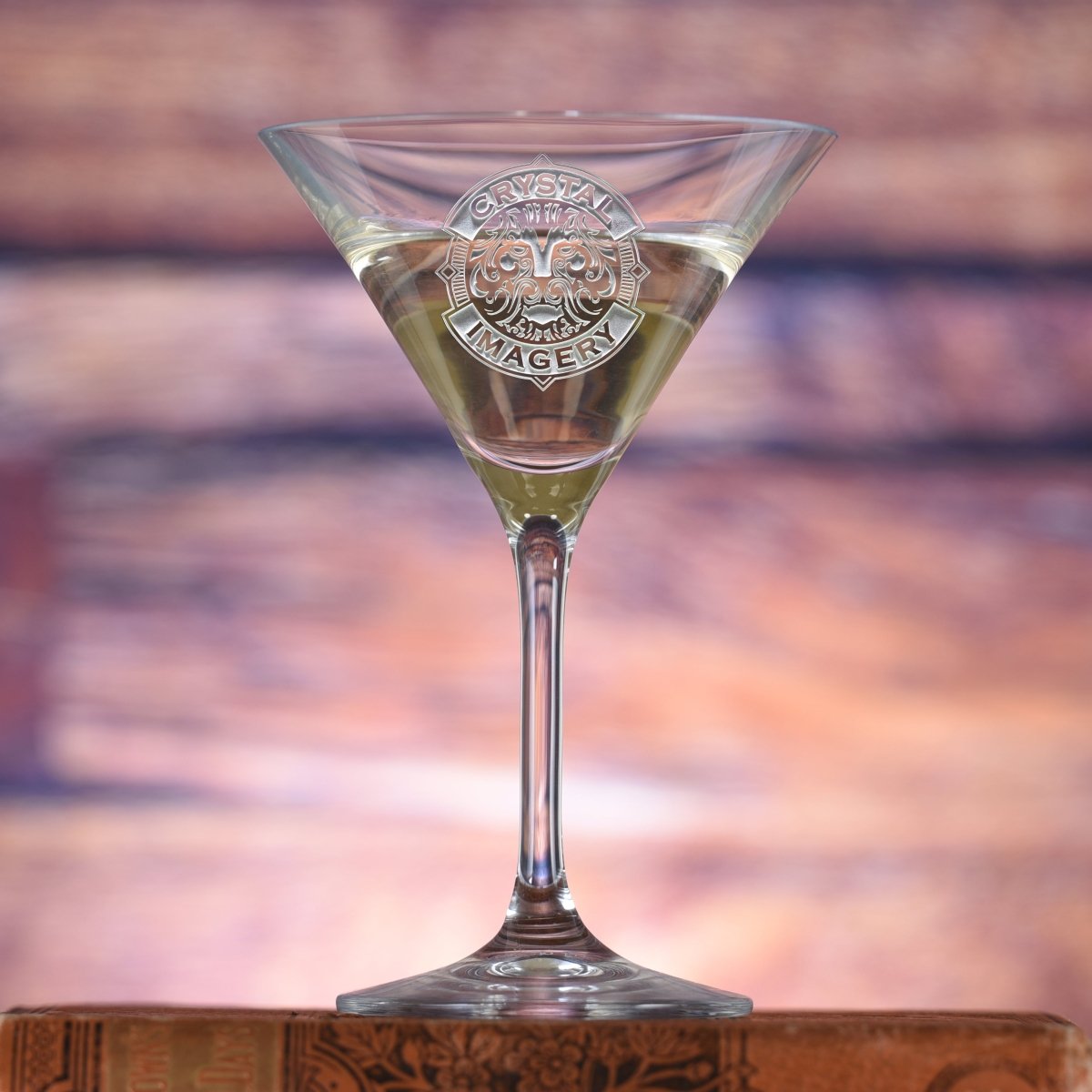 Engraved Logo Crystal Martini Glass - Barware - GroomsDay