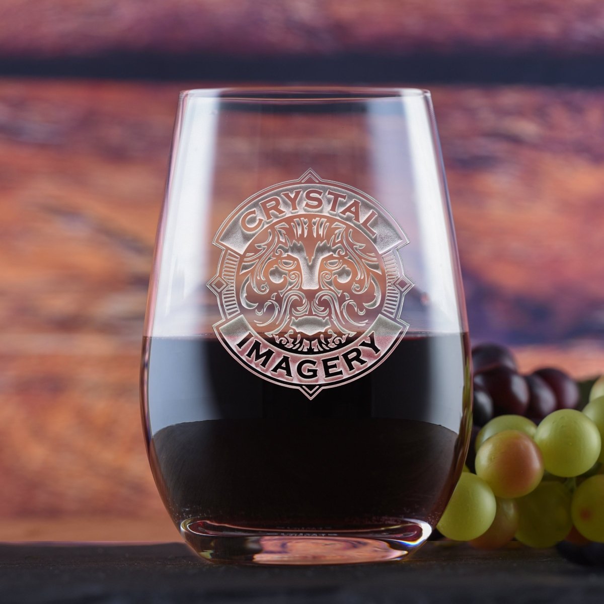 Logo Crystal Stemless Wine Glass - Drinkware - GroomsDay