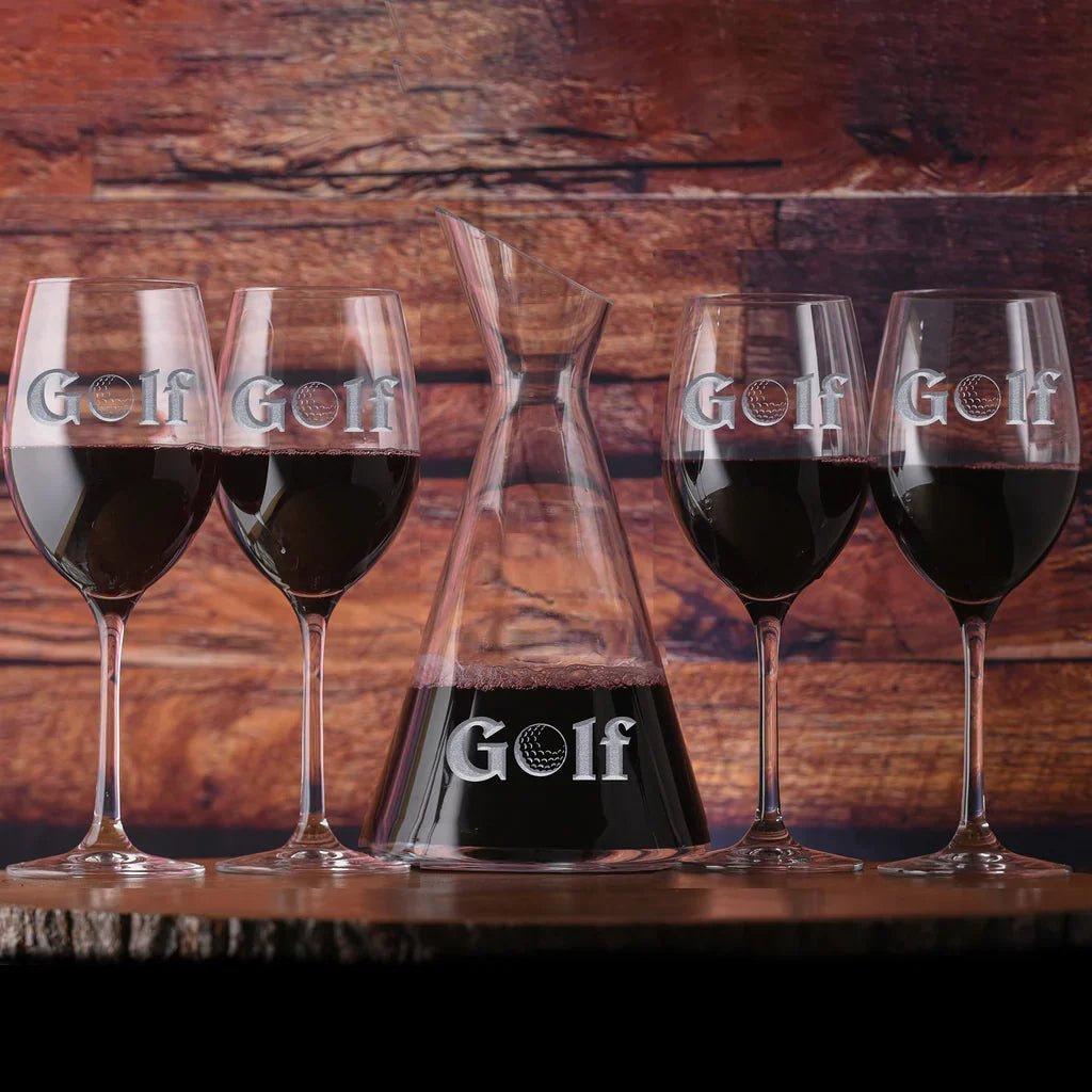 Golf Engraved Crystal Wine Decanter Set - Decanter Set - GroomsDay