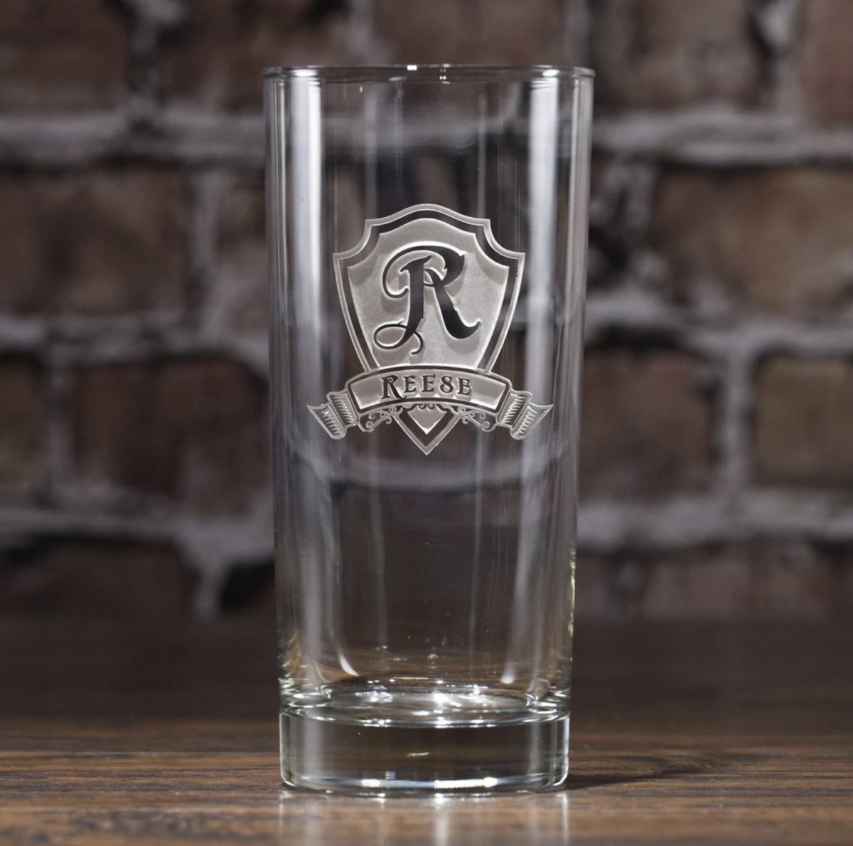 Engraved Shield Drinking Glass - Drinkware - GroomsDay
