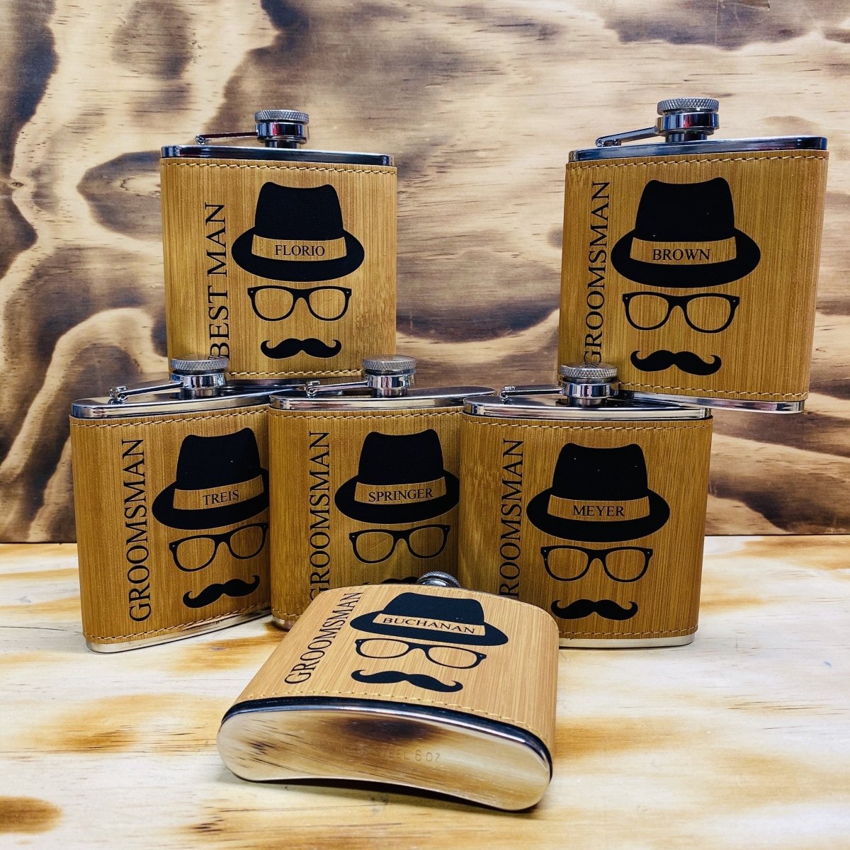 Hipster Flask - Groovy Laser - GroomsDay