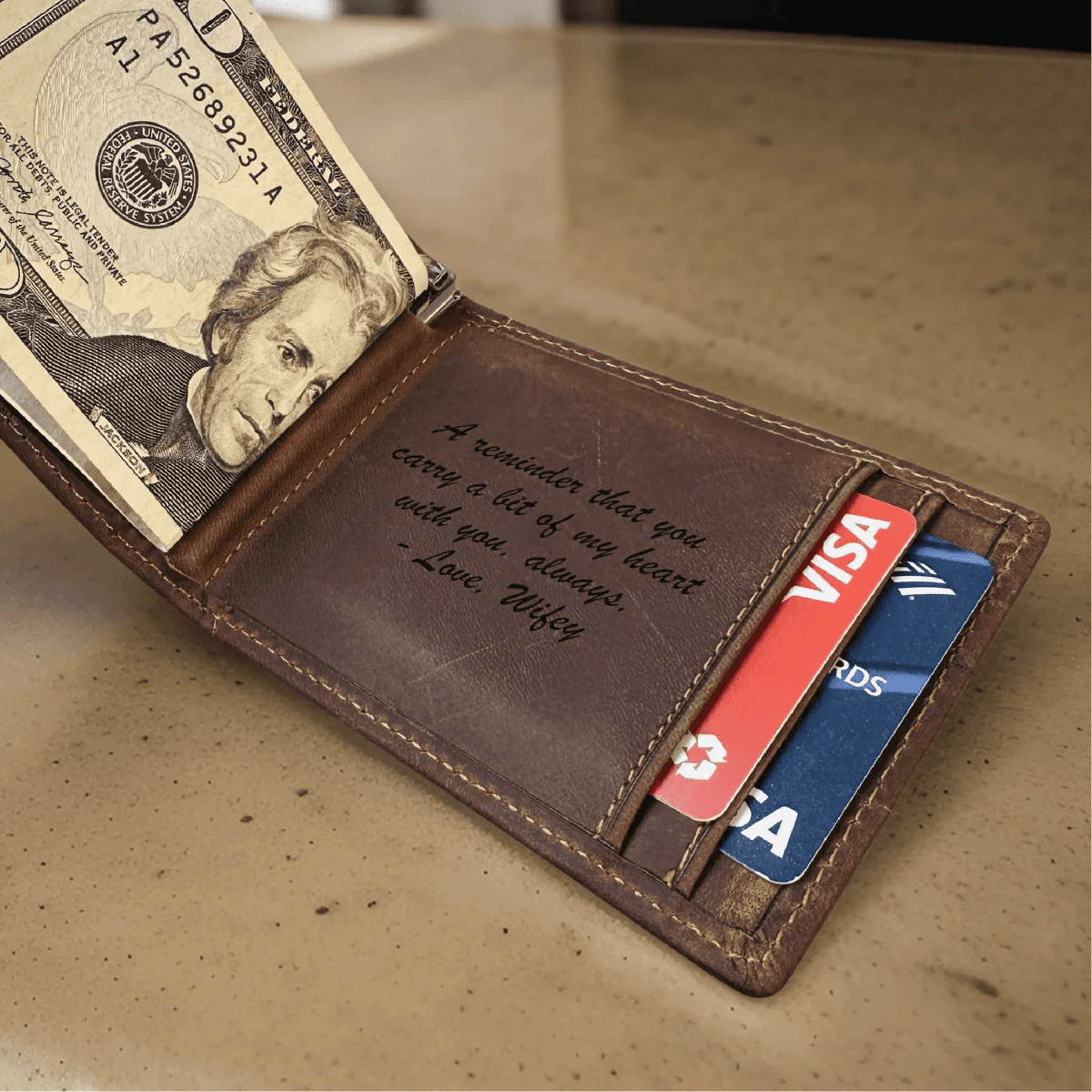 Sentimental Leather Wallet - Anniversary - GroomsDay