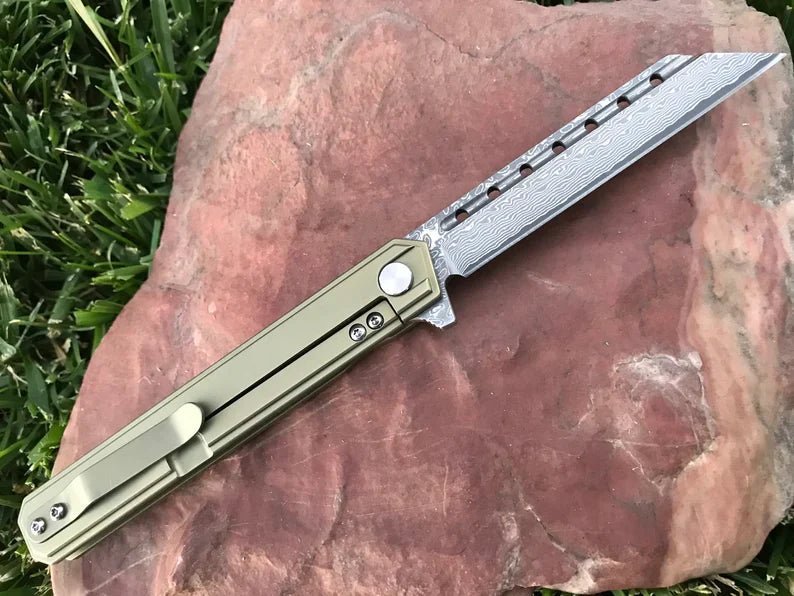 Titanium EDC Damascus Knife - Knives - GroomsDay