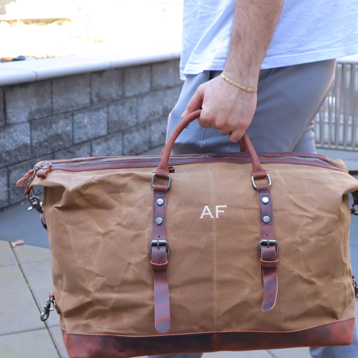 Personalized Waxed Canvas Weekender Bag - Duffle Bag - GroomsDay