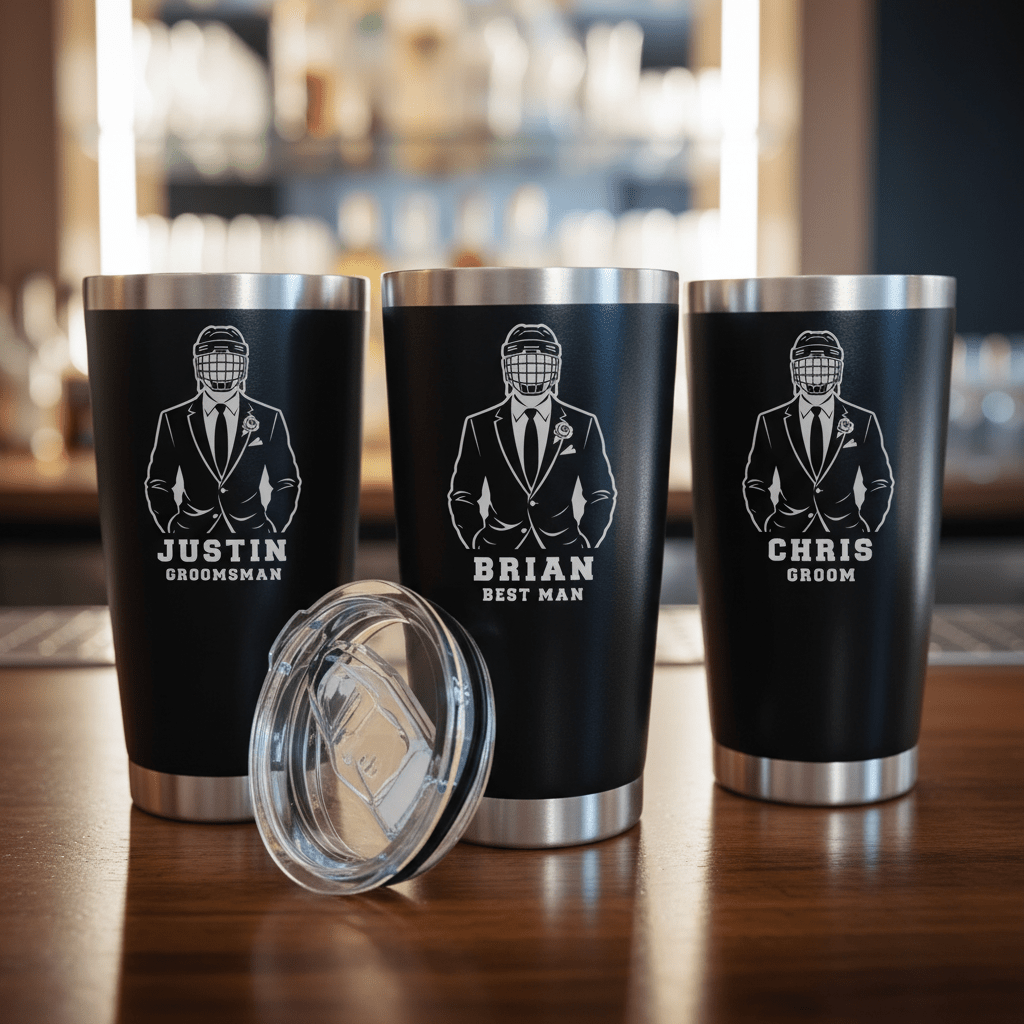 Hat Trick Groomsmen Tumbler - Sports Groomsmen Gifts - GroomsDay