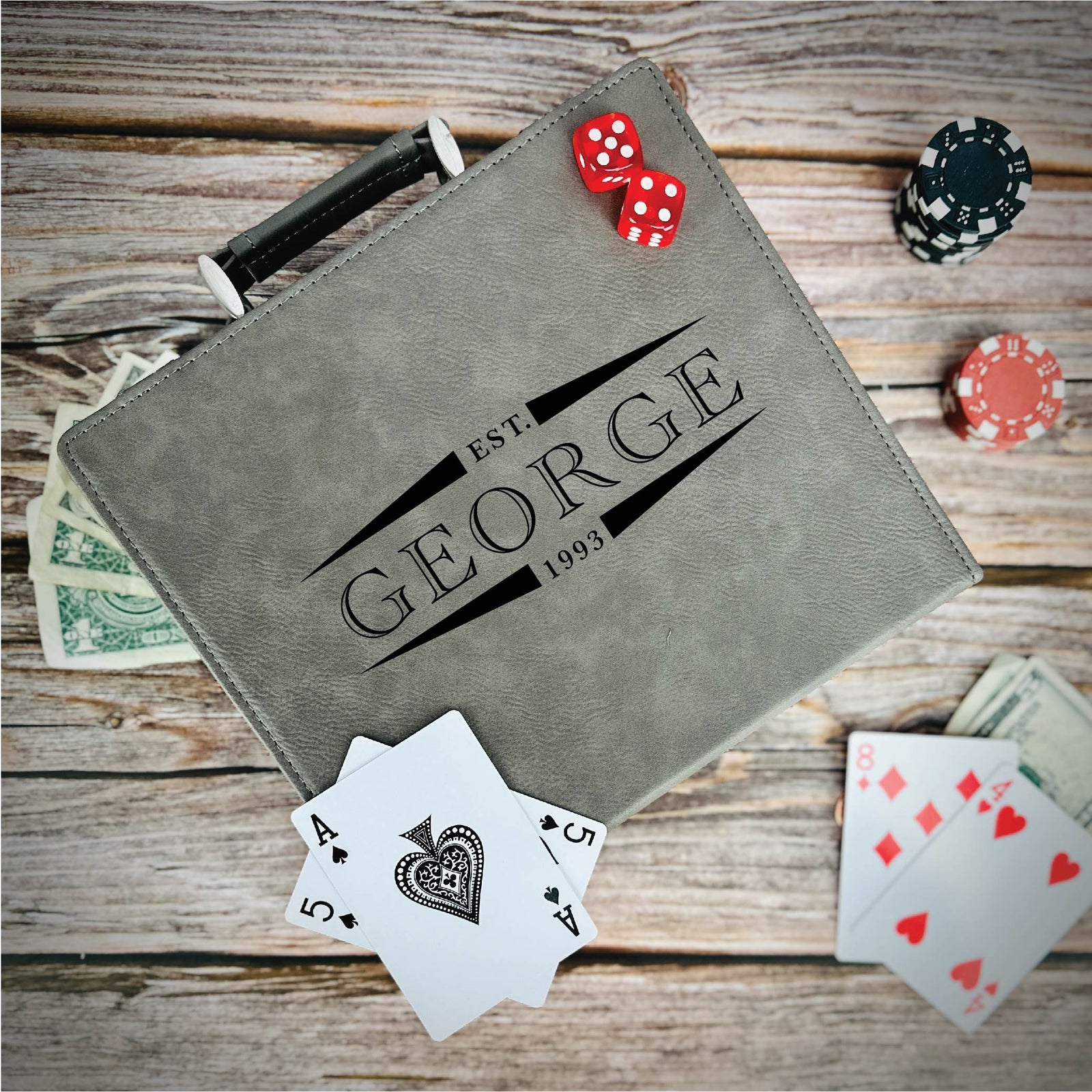 Royal Flush Customizable Poker Pal Set - Personalized with Your Name & Year | Deluxe Poker Kit 