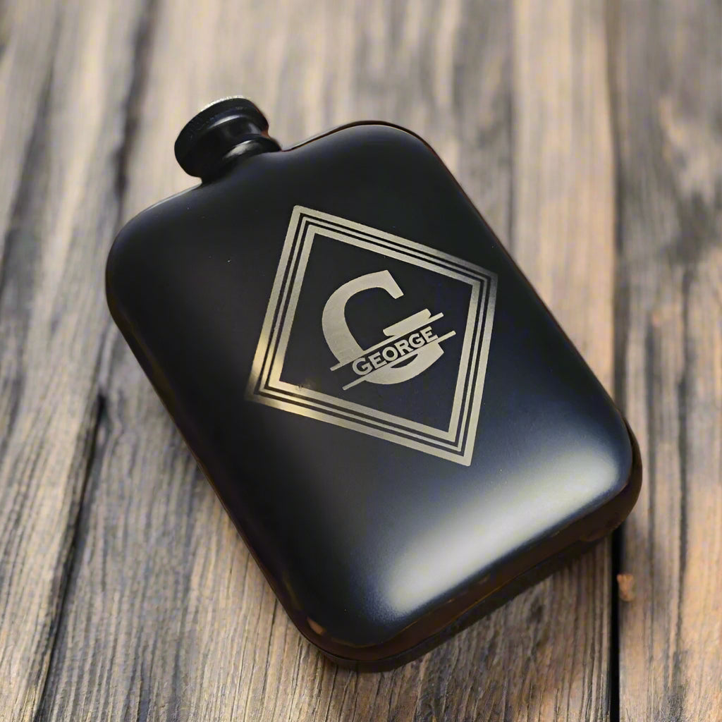 Custom Engraved Black Groomsmen Flask โ GroomsDay