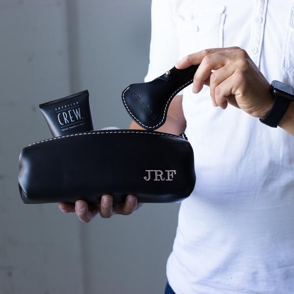 Personalized Leather Dopp Kit & Toiletry Bag STANDARD / COGNAC