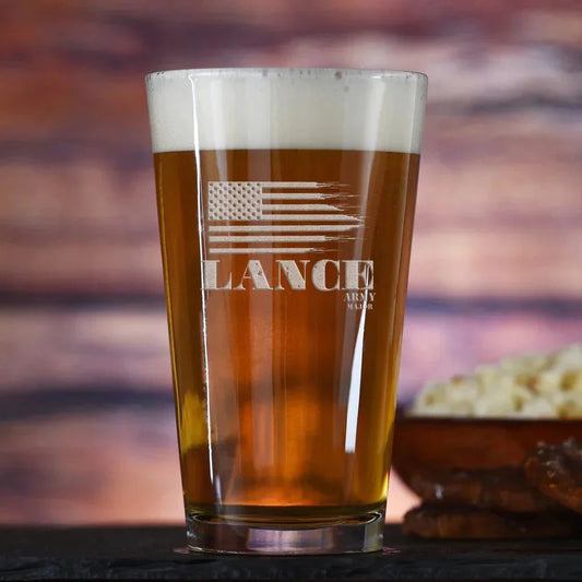 American Heroes Pint Pub Beer Glass - Drinking Glass - GroomsDay