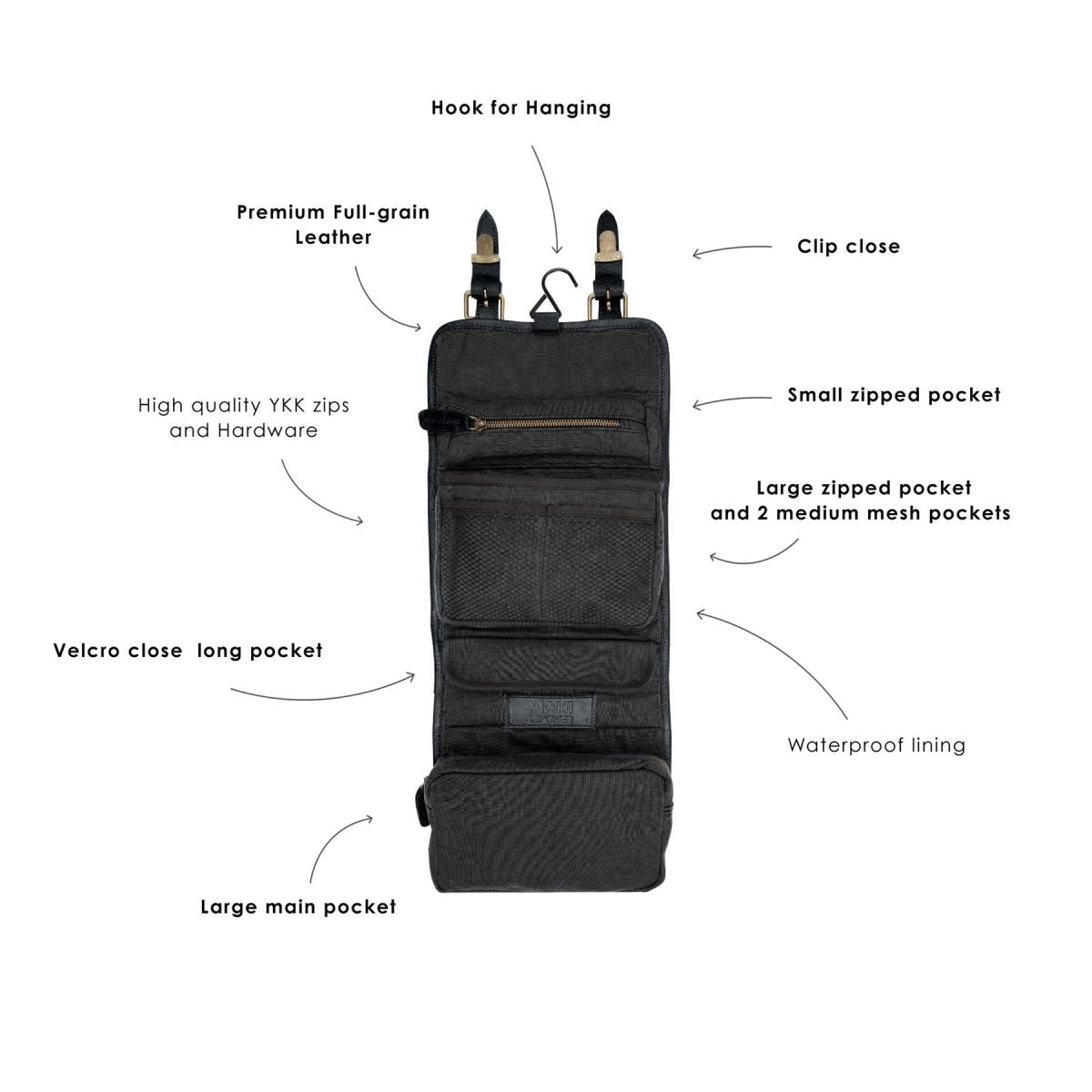 The Harvard Hanging Wash Bag - Dopp Kit - GroomsDay