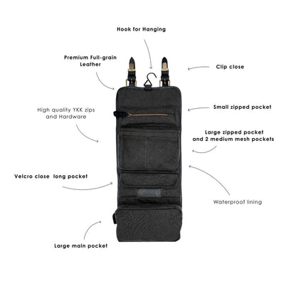 The Harvard Hanging Wash Bag - Dopp Kit - GroomsDay