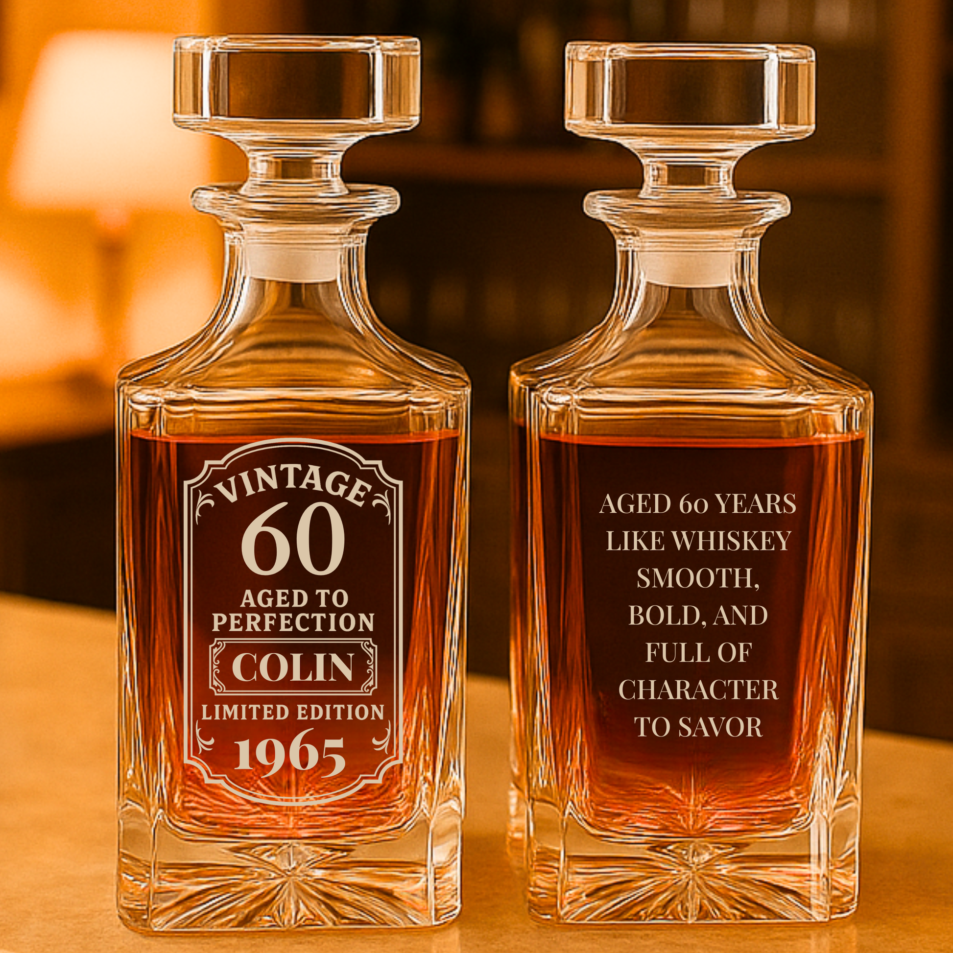 Personalized 60th Birthday Decanter – Vintage Aged to Perfection Gift
