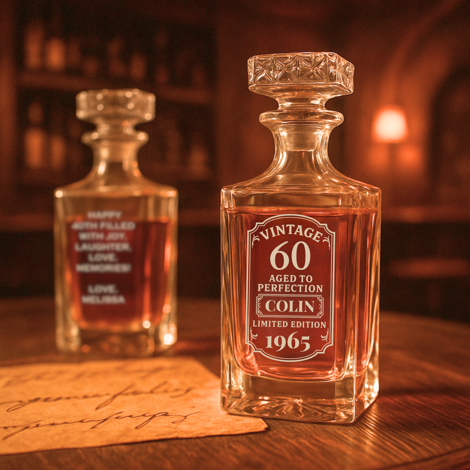 Personalized 60th Birthday Decanter – Vintage Aged to Perfection Gift