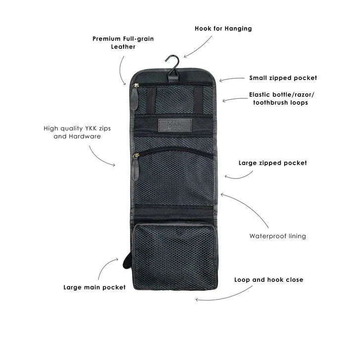 Leather Mens Toiletry Bag - Dopp Kit - GroomsDay
