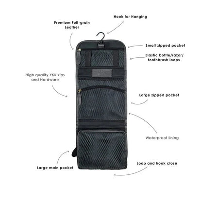 Leather Mens Toiletry Bag - Dopp Kit - GroomsDay