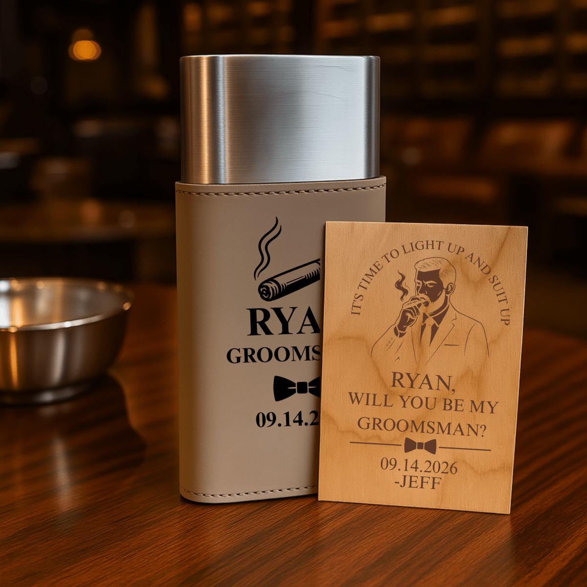 Light Up & Suit Up Proposal - Cigar Case - GroomsDay