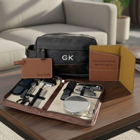 Personalized Travel Essentials for Men - Leather - GroomsDay