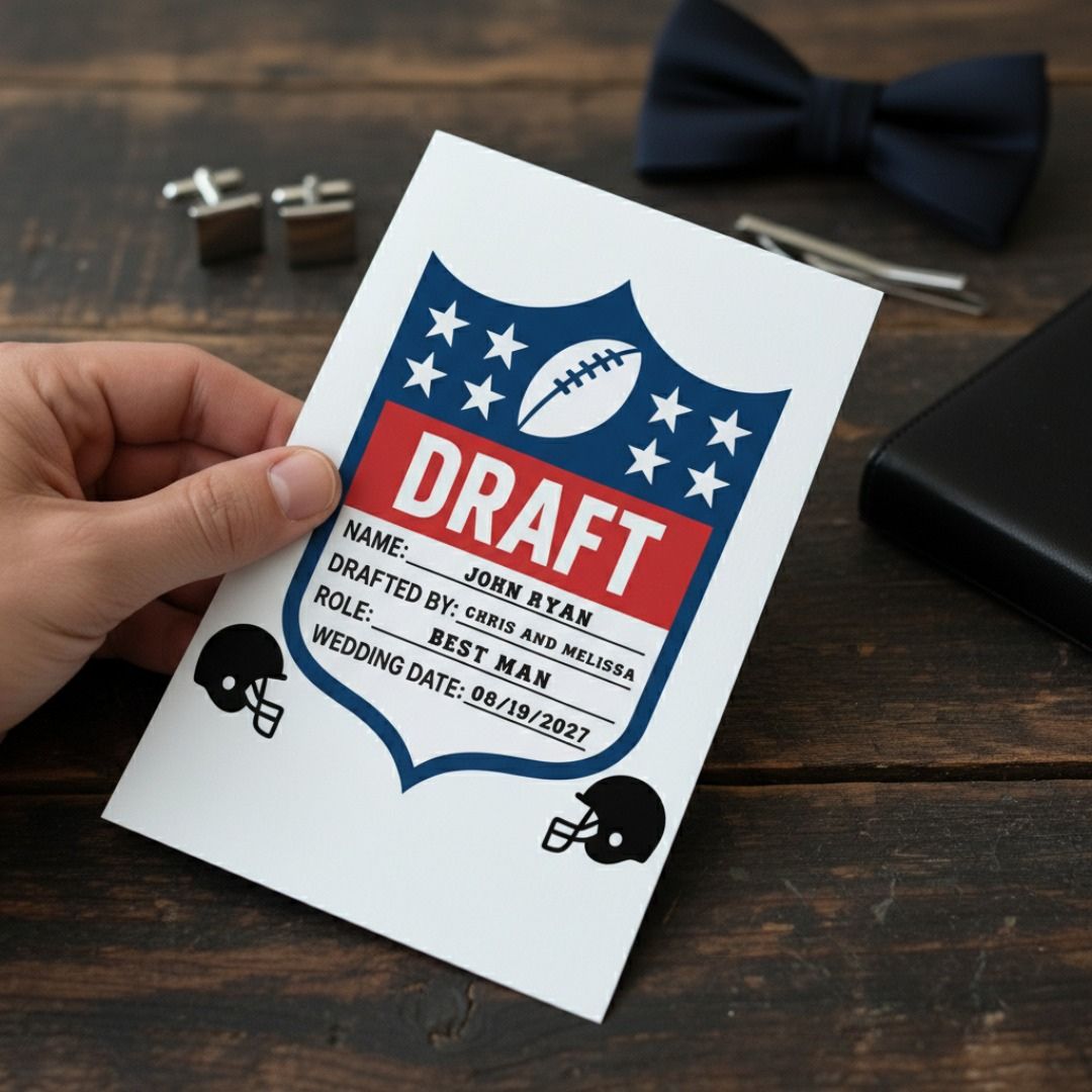 Groomsmen Football Draft Proposal - Proposal Card - GroomsDay