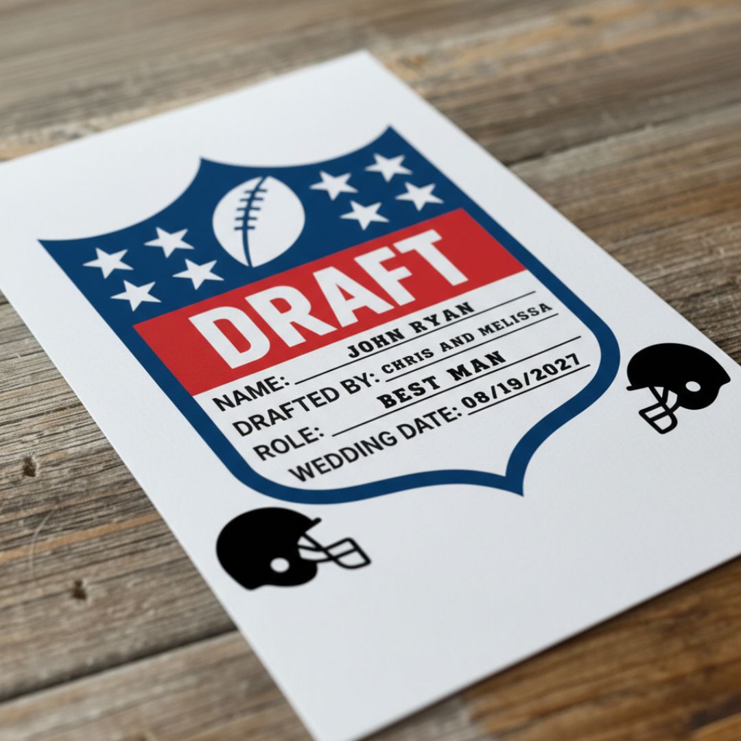 Groomsmen Football Draft Proposal - Proposal Card - GroomsDay