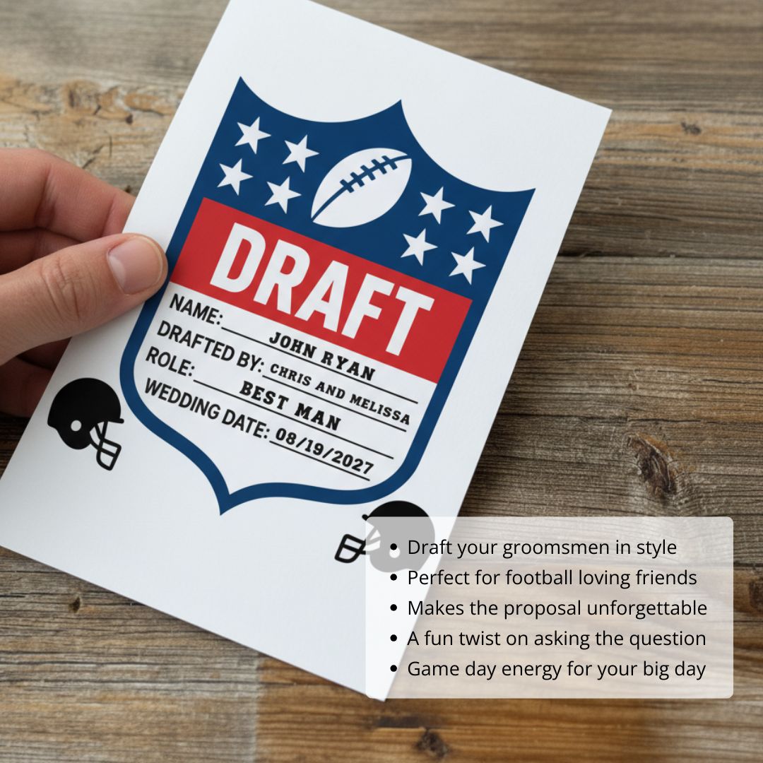 Groomsmen Football Draft Proposal - Proposal Card - GroomsDay