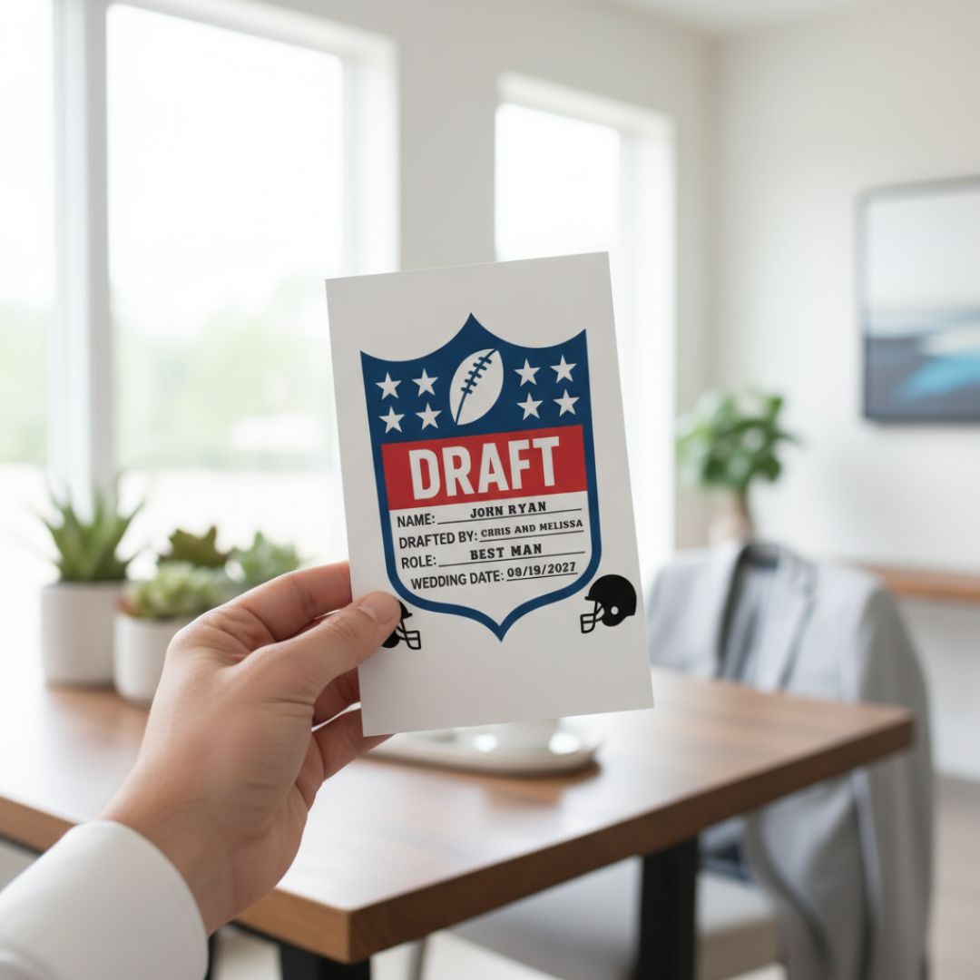Groomsmen Football Draft Proposal - Proposal Card - GroomsDay