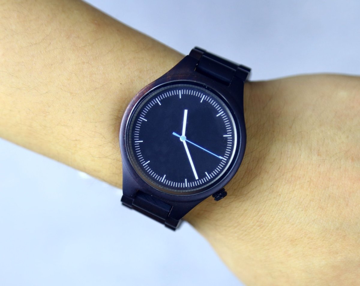 Engraved Black Wood Watch - Watches - GroomsDay