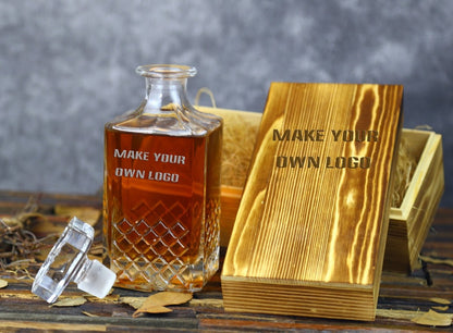 Unique Personalized Executive Logo Crystal Whiskey Decanter Set Customized Decanter Gifts for Men by Groovy Guy