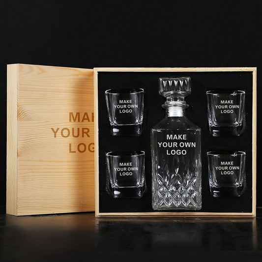 Unique Personalized Complete Corporate Logo Decanter Set Customized Decanter Gifts for Men by Groovy Guy
