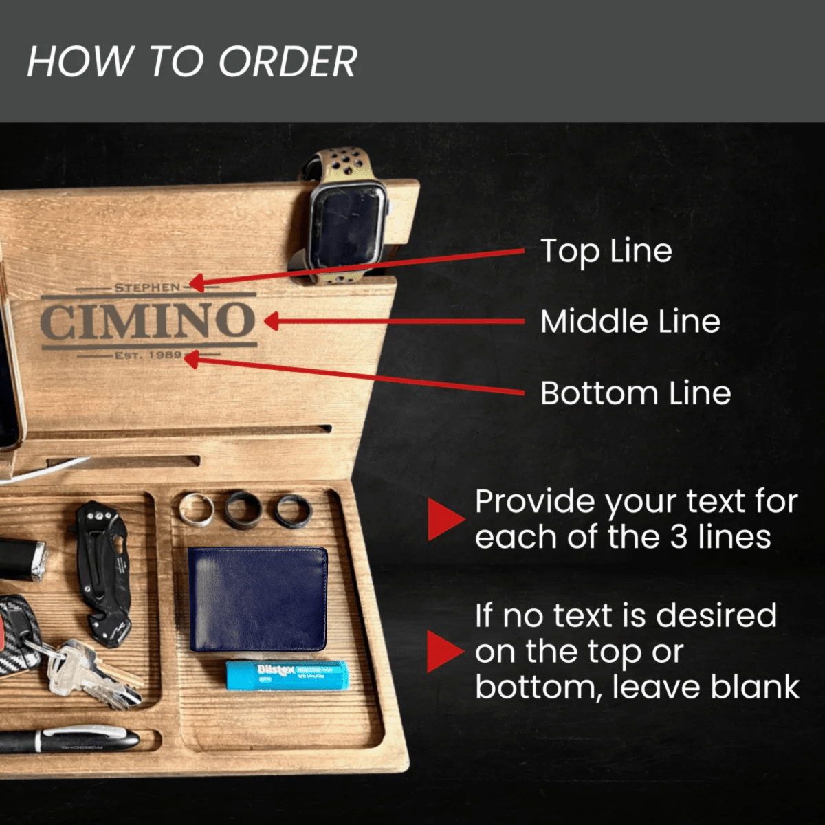 Personalized Wooden Docking Station - Anniversary - GroomsDay