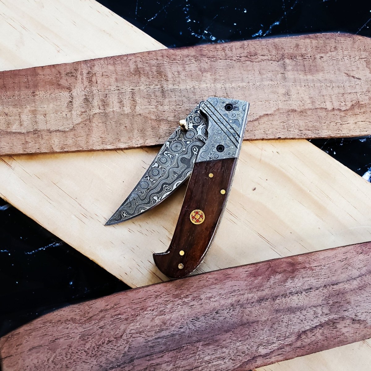 Damascus Folding Blade - Damascus Knife - GroomsDay