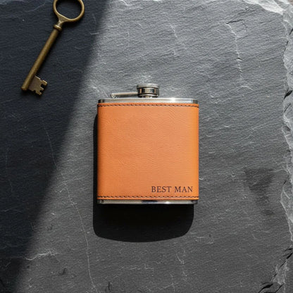 Leather Flask Gift Set - Flasks - GroomsDay