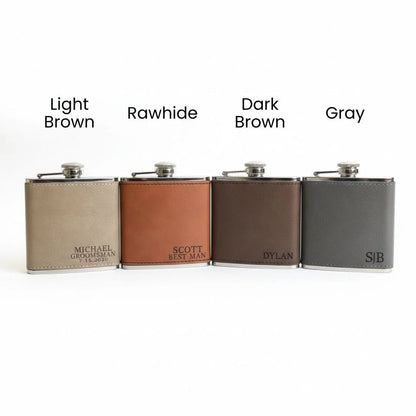 Leather Flask Gift Set - Flasks - GroomsDay