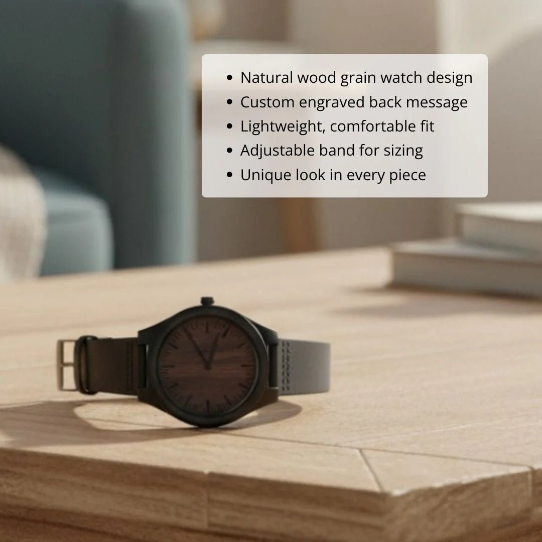 Elegant Personalized Men's Wood Watch - Anniversary - GroomsDay