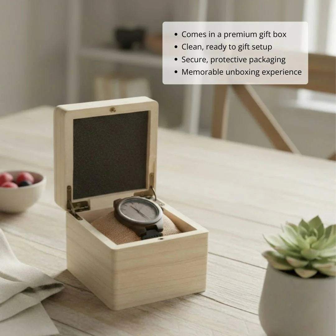Elegant Personalized Men's Wood Watch - Anniversary - GroomsDay