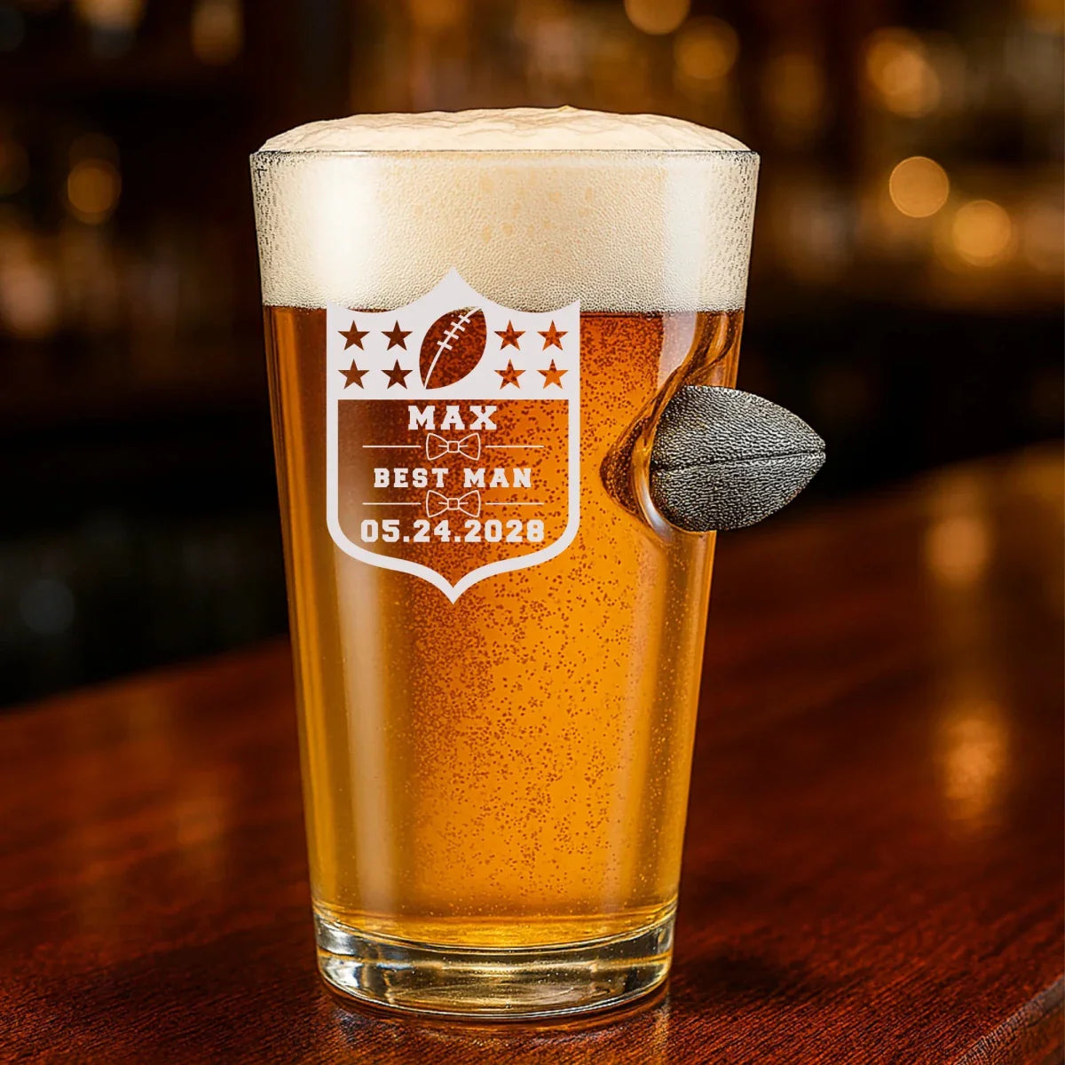 Groomsmen Football Draft Pint Glass - Football - GroomsDay