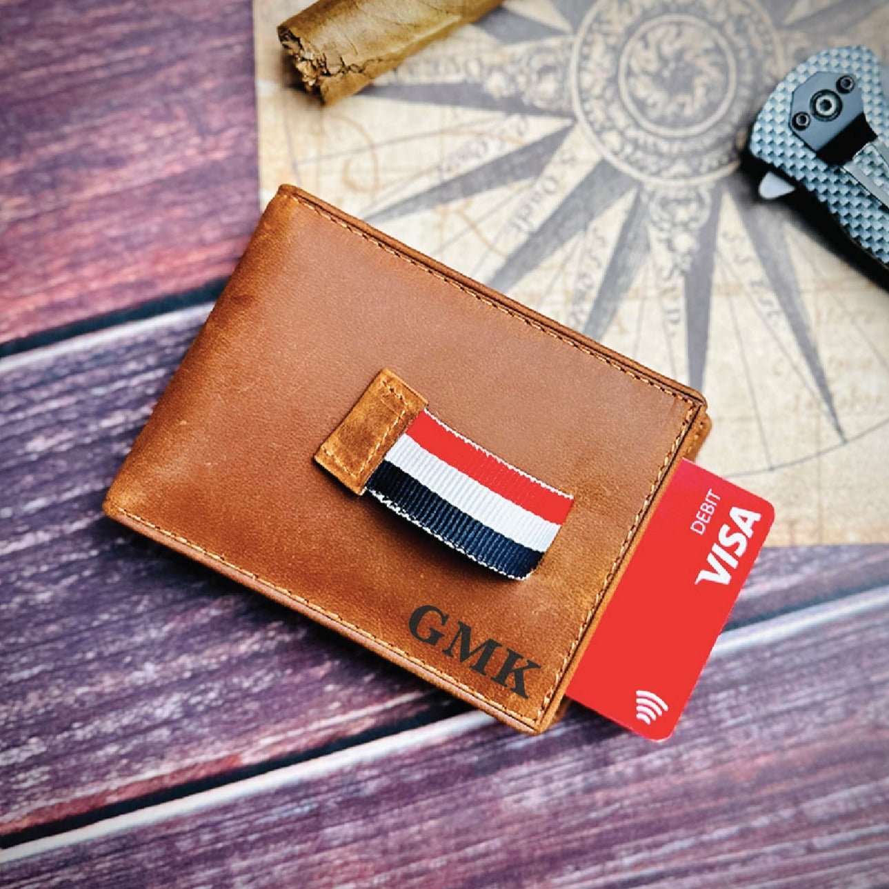 Quick Fold Personalized Leather Wallet with Card Slide