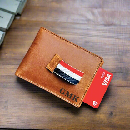 Quick Fold Personalized Leather Wallet with Card Slide