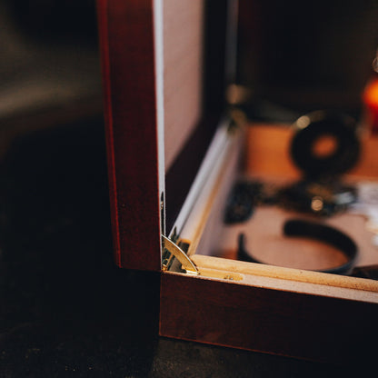 Personalized wooden retirement keepsake box with engraved name, year, and message