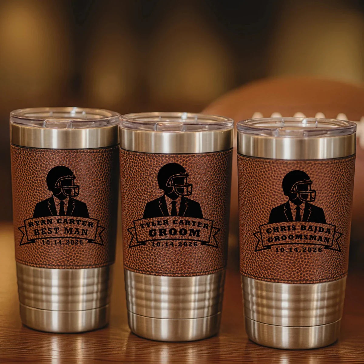 Grooms Crew Football Tumbler - Football - GroomsDay
