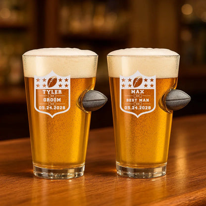 Groomsmen Football Draft Pint Glass - Football - GroomsDay