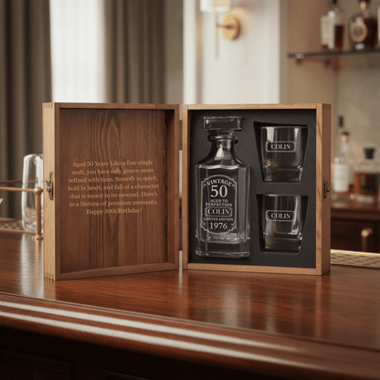 50th Birthday Decanter Set - Birthday - GroomsDay