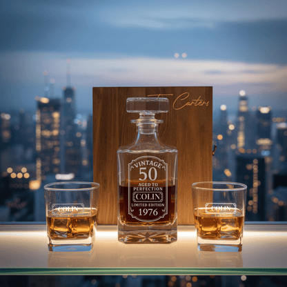 50th Birthday Decanter Set - Birthday - GroomsDay