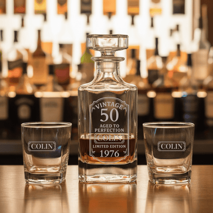 50th Birthday Decanter Set - Birthday - GroomsDay