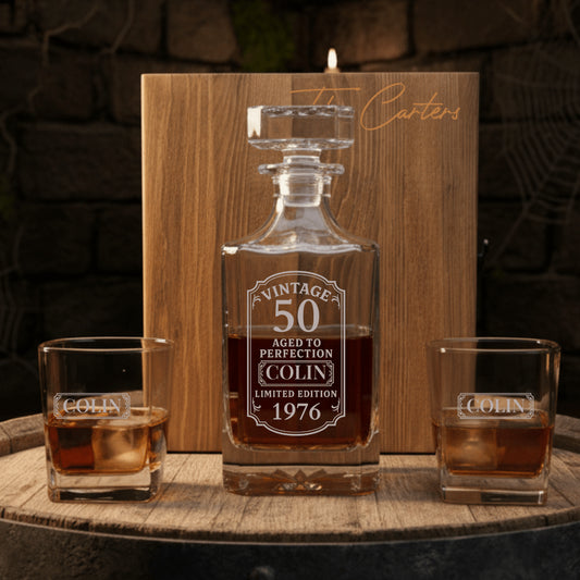50th Birthday Decanter Set - Birthday - GroomsDay